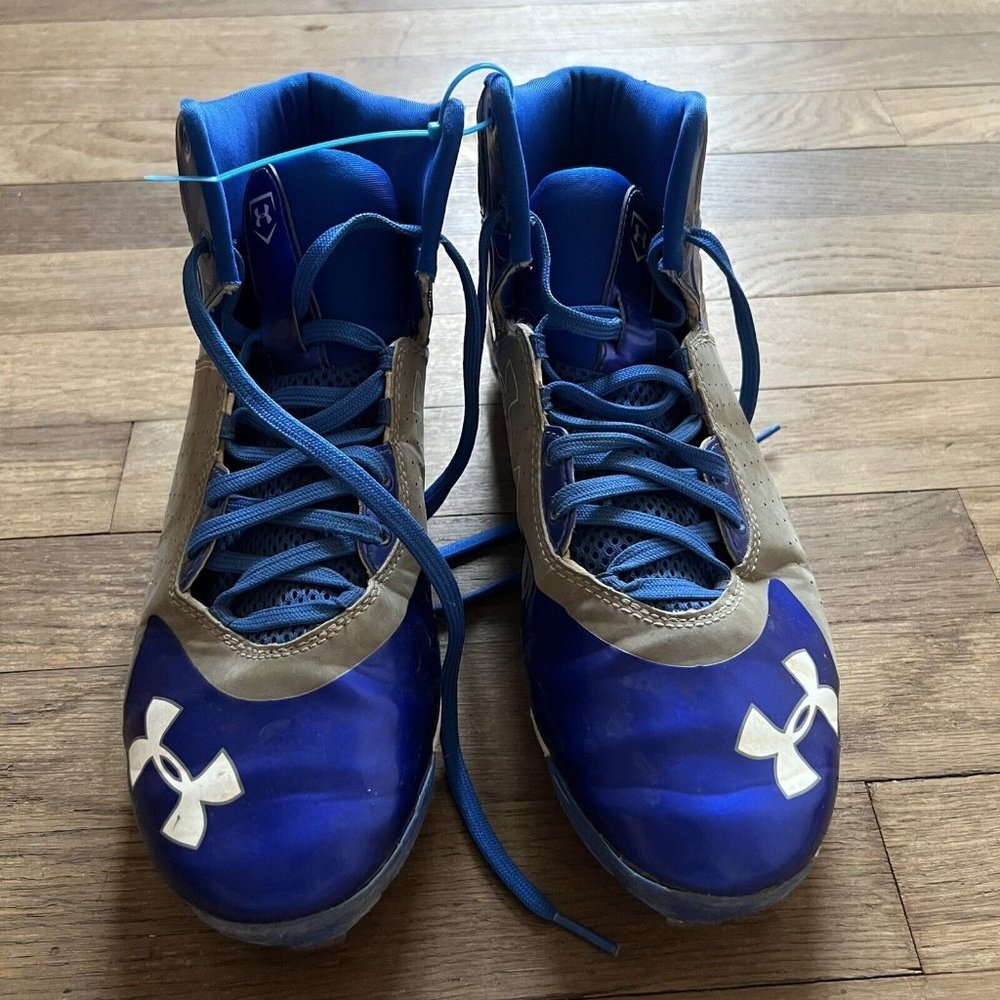 Under Armour Sz US 8 Mens Blue Gray Spine Clutch Fit Cleats 1250042-024
